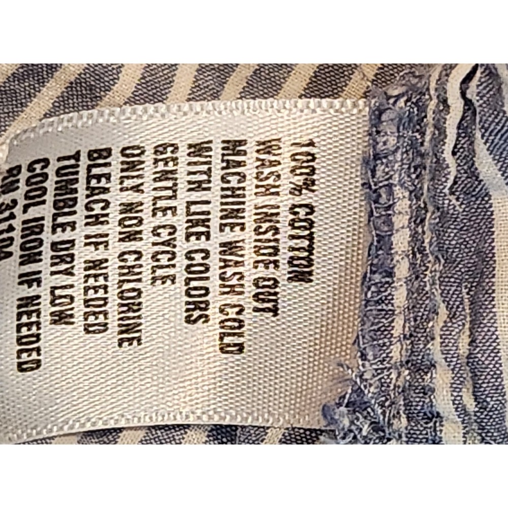Kim Rogers Womens XL Blue White Striped Cotton Button Down With Roll Tab Sleeve - Picture 6 of 8
